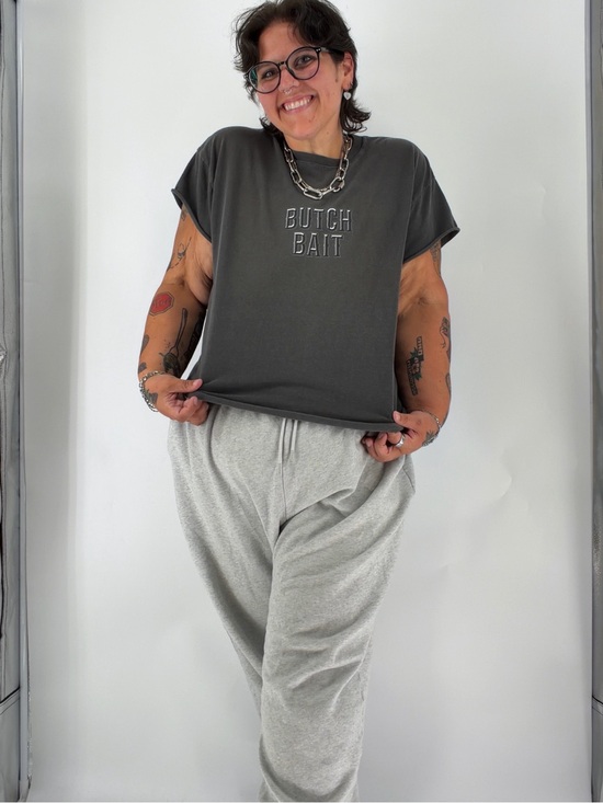 Comfort Colors Other - Butch Bait lesbian tattoo art to wear cropped boxy tee XL pepper femme queer